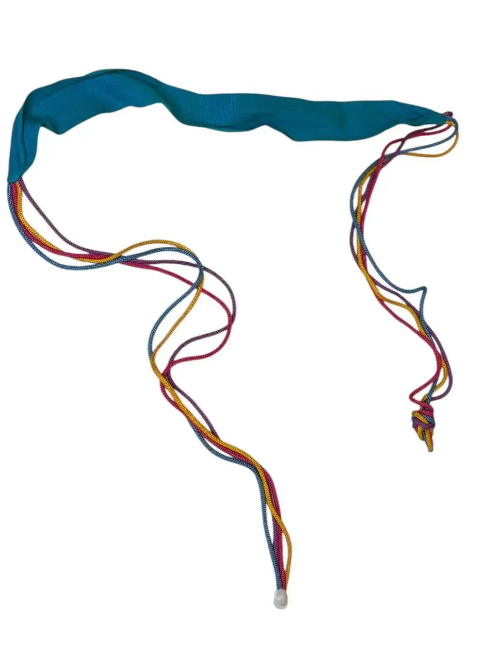 Vintage Funky Multicolor Rope Belt Turquoise Fabric Accent